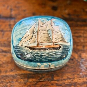 Vintage Hand painted Nautical Trinket Box